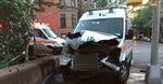 Ambulance Jumps Curb After Accident in Brooklyn