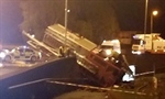 United Kingdom Fire Apparatus Smashes Through Concrete Barrier