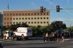 Ambulance Goes Airborne, Lands on Two Vehicles