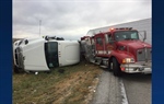 Tractor trailer strikes rescue truck, firefighters on I-65