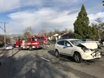 Fire engine struck by passing motorist while responding to crash in Riverside