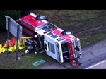 McLoud (OK) FD Pumper Rolls Over on I-40