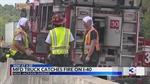 Memphis (TN) FD Ladder Truck Catches Fire on Interstate