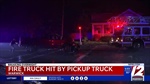 Pickup Truck and Ladder Truck Collide Head-On