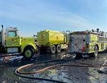 Fire Engine Struck While Crews Battle Vehicle Fire Near Moses Lake (WA); Driver Injured