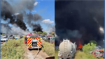 VIDEO: Texas salvage yard owner says no injuries reported after large fire burns 100 cars