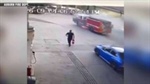 VIDEO: Firefighter drives burning fire truck away from gas station in Massachusetts
