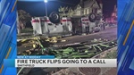 VA Fire Truck Flips During Response to Building Fire
