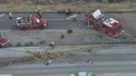 4 Injured After Big Rig Strikes Fire Engine Leaving Earlier 5 Freeway Crash Near Gorman