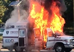 Video: Ambulance Burns Behind Trenton (NJ) Firehouse