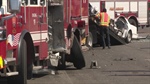 Man Hospitalized after Crashing Car into Fire Truck